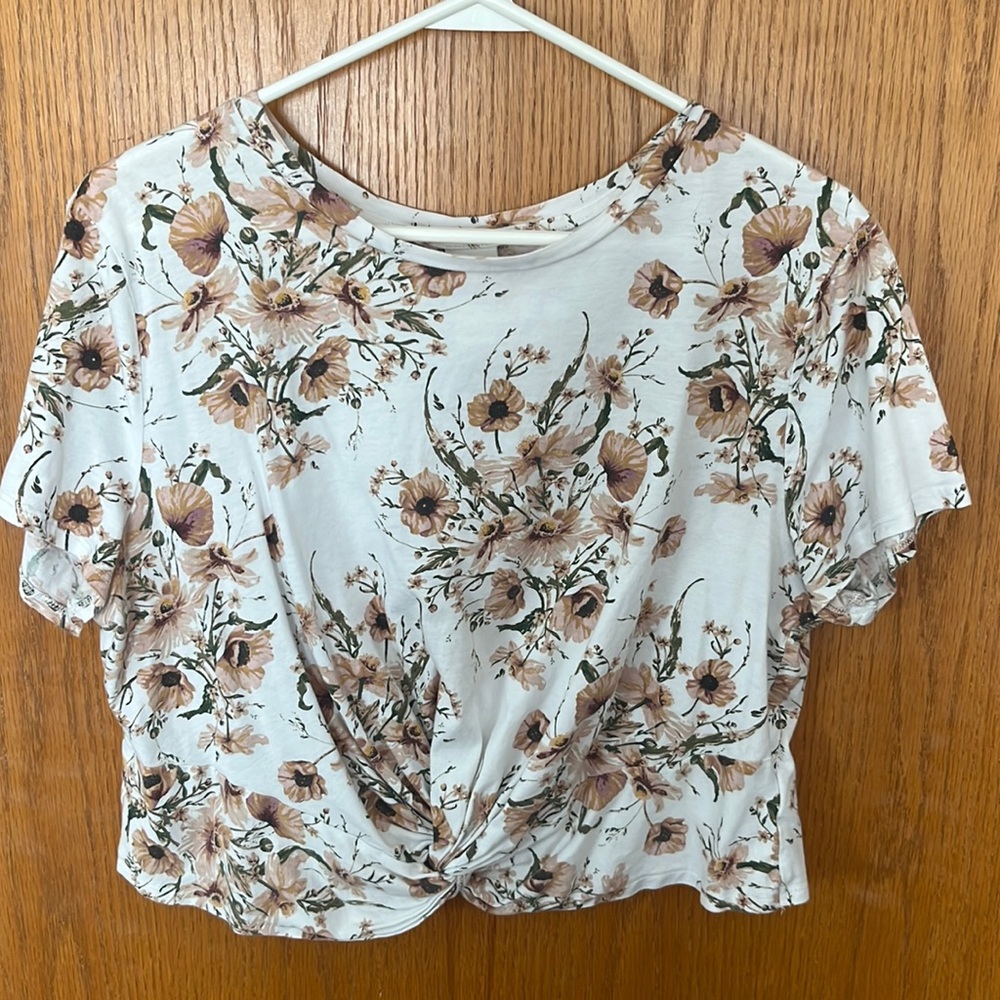 floral crop top shirt